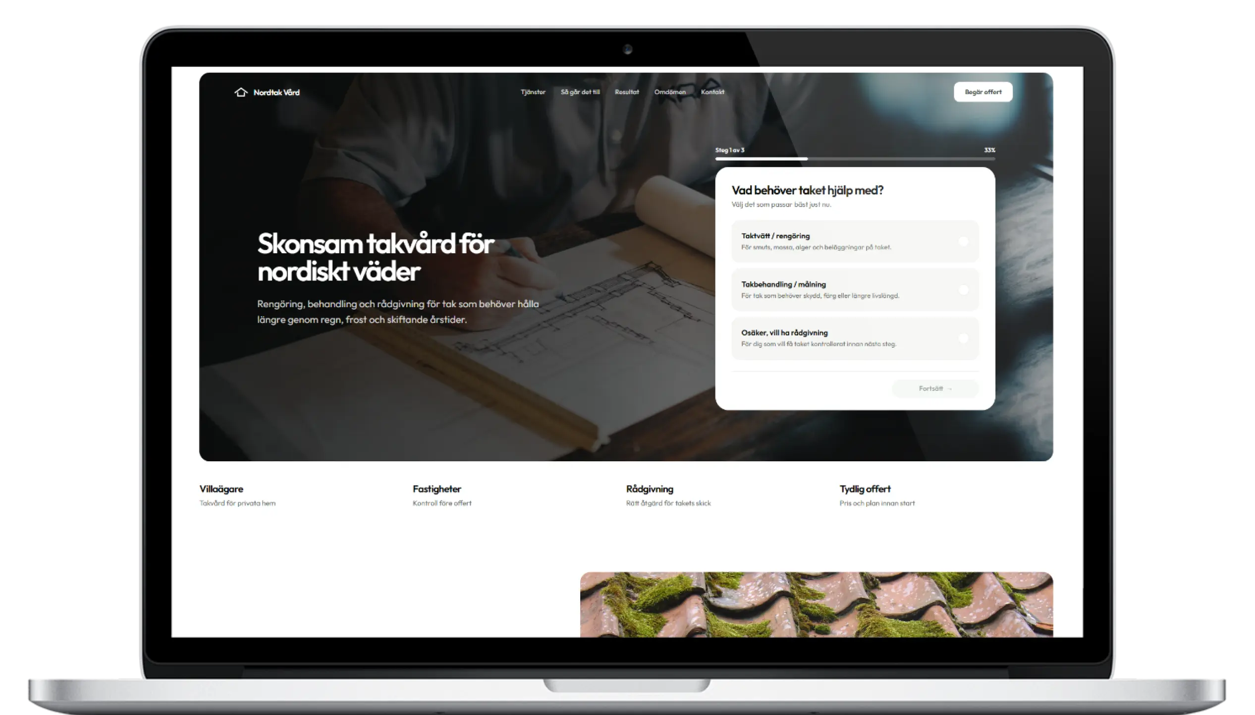 Nordtak Vård website preview